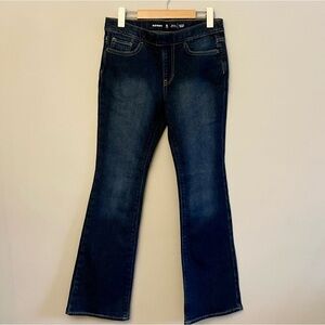 Old Navy Girls Dark Blue Flare Pull-On Jeans Adjustable Waist – XL (14-16) EUC